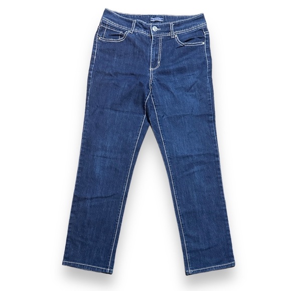 Y2K Bandolino Dark Wash Bedazzled Straight Leg Jeans Stretch Women’s Size 10 - Picture 1 of 12